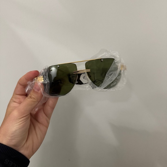 BOTTEGA VENETA BV1342S Aviator Sunglasses in Gold, Silver, & Green | NIB main image 8